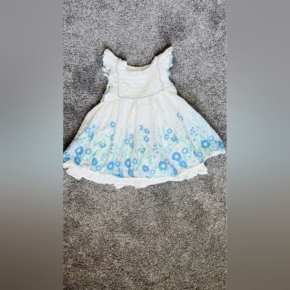 Haute Hippie White Dress with Blue Floral Hem